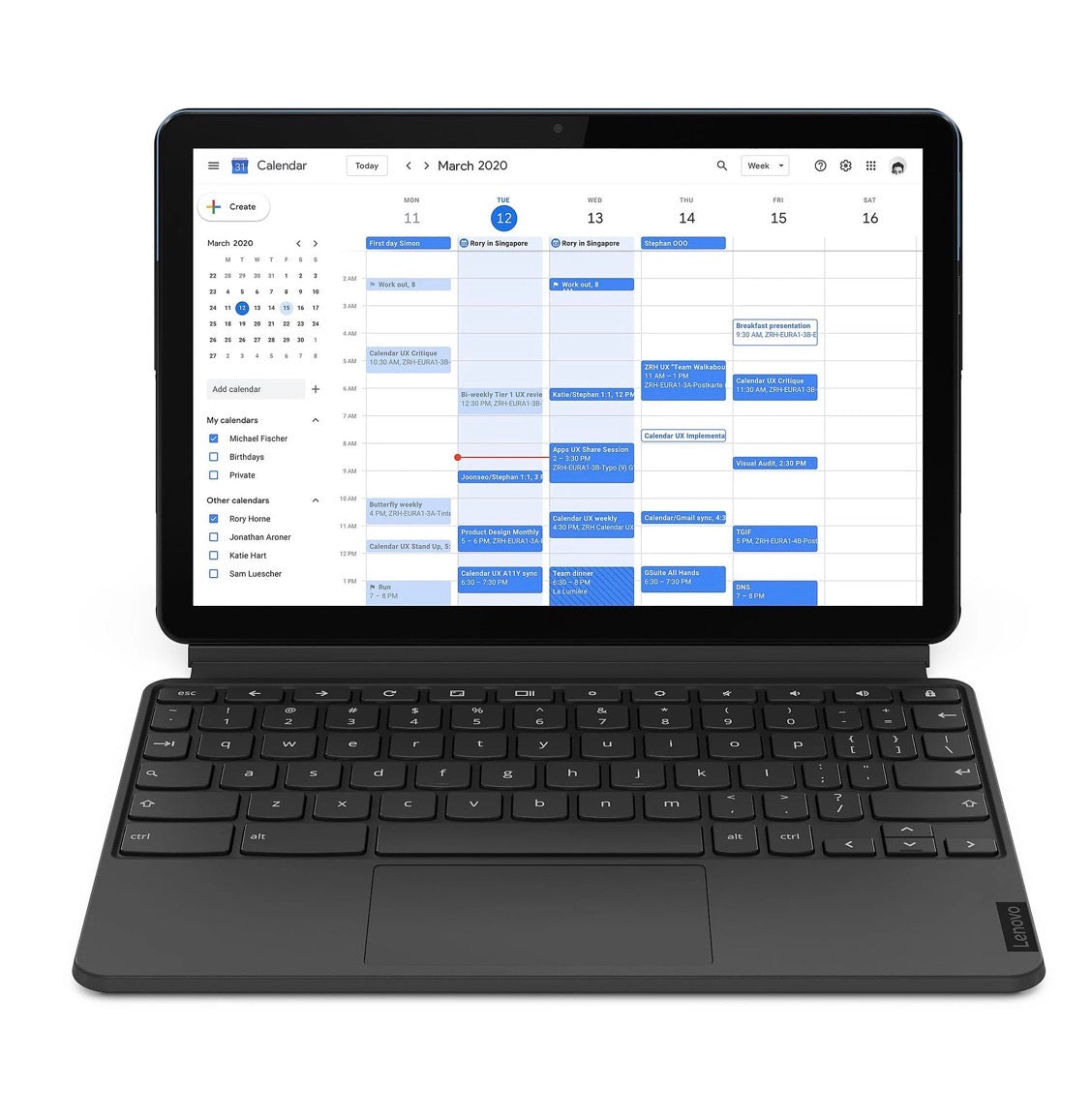 LENOVO X636F MEDIATEK P60T OCTA-CORE 2.0/4GB/128GB, Chromebook mit 10,1 Zoll Display, Prozesssor, 4 GB RAM, 128 GB SSD, ARM G72 MP3, Eisblau/Eisengrau