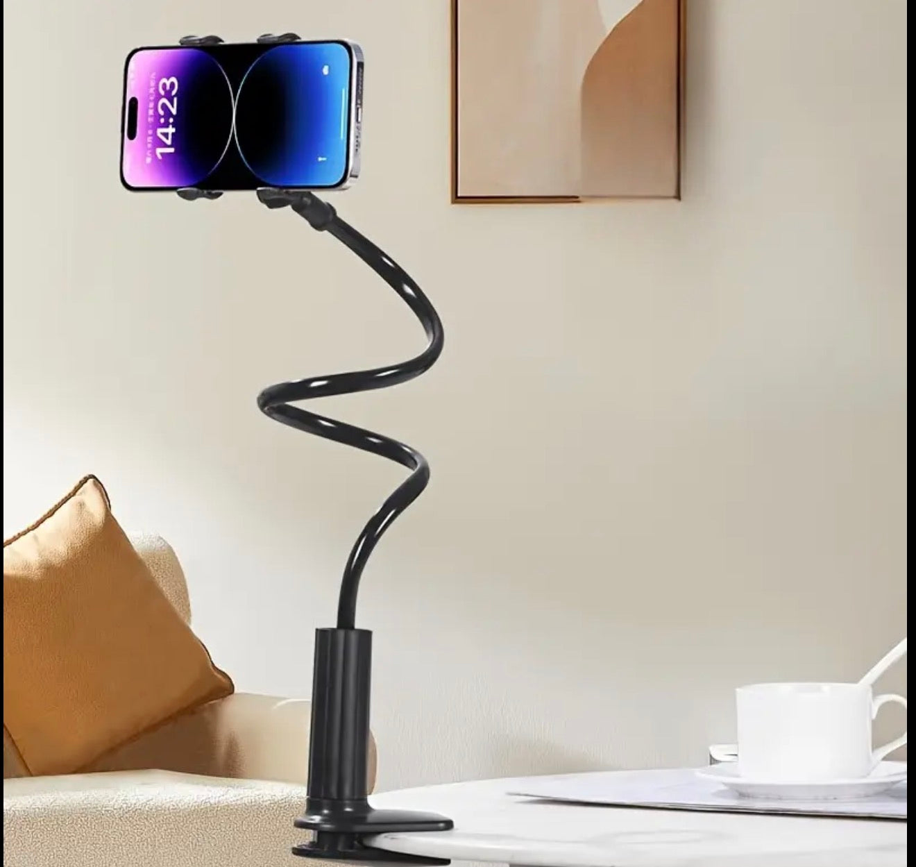 Universeller 360° drehbarer Handyhalter mit flexibler Gelenkarm.