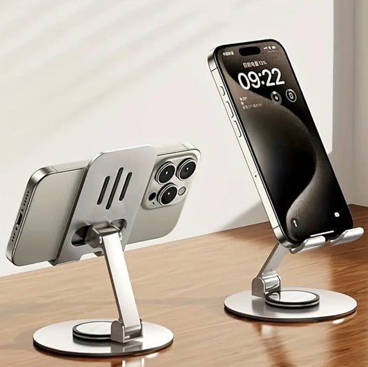 Metallischer 360° drehbarer, faltbarer und verstellbarer Handyhalter für Desktop-Livestreaming